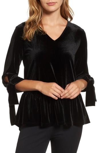 Women's Halogen Tie Sleeve Velvet Top
