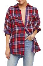 Women's Free People One Of The Guys Plaid Shirt - Red
