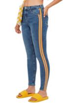 Women's Topshop Moto Jamie Side Stripe Jeans W X 30l (fits Like 24w) - Blue