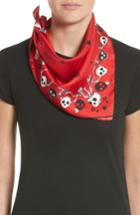 Women's Alexander Mcqueen Party Skull Silk Square Scarf, Size - Red