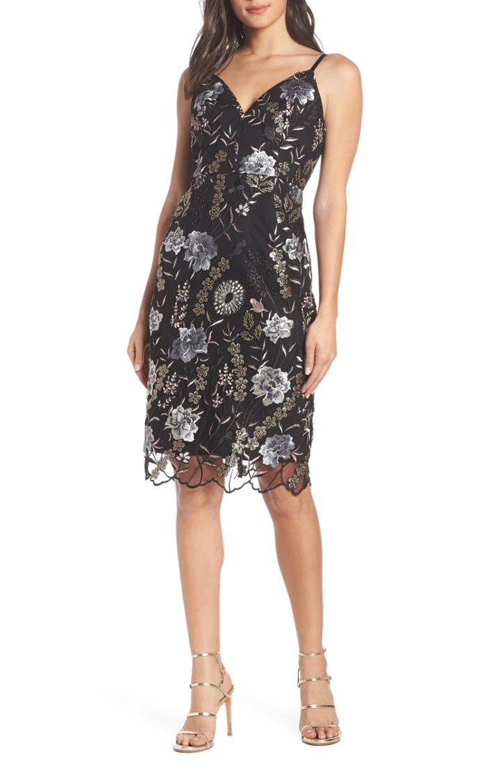 Women's Bronx And Banco Tiara Flower Embroidered Evening Dress