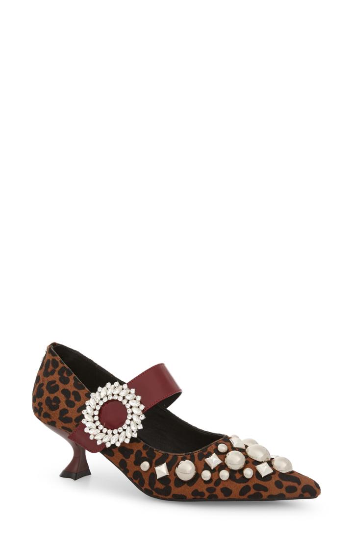 Women's Jeffrey Campbell Otelia Embellished Mary Jane Pump M - Brown