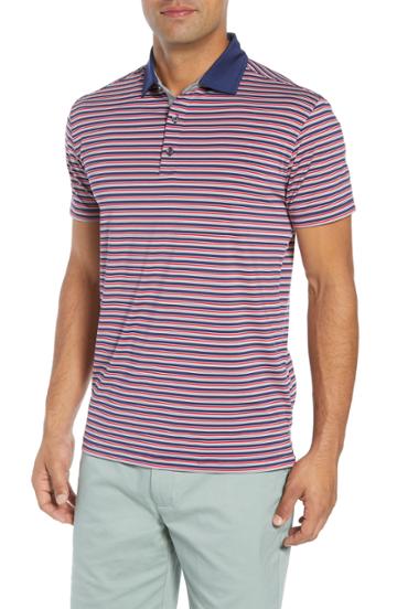 Men's Bobby Jones Rule 18 Stripe Tech Jersey Polo - Blue