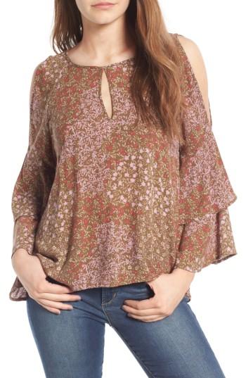 Women's Bp. Ruffle Cold Shoulder Top - Green