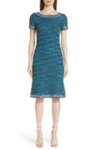 Women's St. John Collection Sequin & Sheen Tweed Knit Dress - Blue