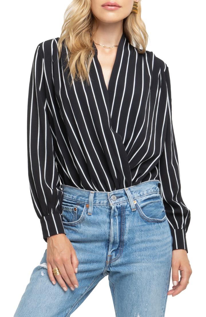 Women's Astr The Label Surplice Bodysuit - Black