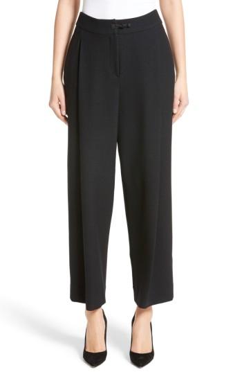 Women's Armani Collezioni Stretch Wool Wide Leg Pants - Black