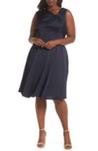 Women's Gal Meets Glam Collection Noelle Twist Neck Satin Dress (similar To 14w) - Blue