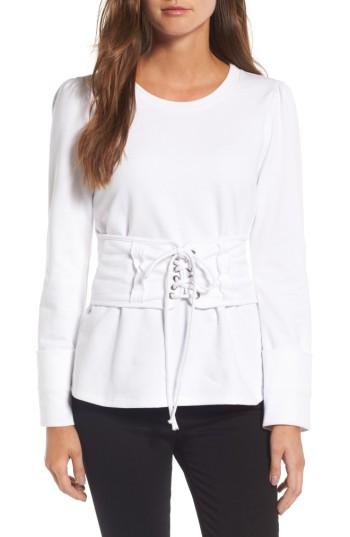 Women's Trouve Lace-up Corset Sweatshirt - White