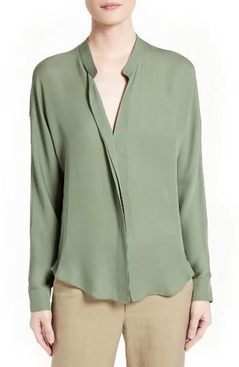 Women's Vince Sheer Silk Blouse - Green