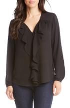 Women's Karen Kane Ruffle Front Top - Black