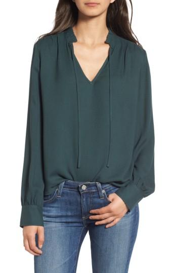 Women's Hinge Ruffle V-neck Blouse - Green