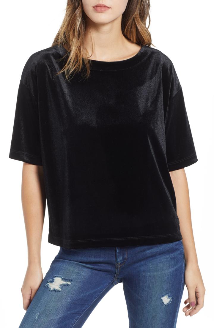 Women's Socialite Velvet Tee - Black