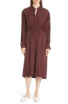 Women's Vince Mixed Media Midi Dress - Burgundy