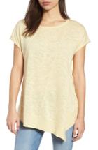 Women's Eileen Fisher Cap Sleeve Organic Linen & Cotton Scoop Neck Top - Beige
