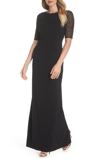 Women's Adrianna Papell Beaded Column Gown - Black