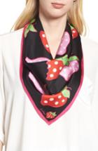 Women's Echo Strawberry Patch Square Silk Scarf, Size - Black