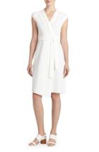 Women's Lafayette 148 New York 'grayson' Mixed Media Faux Wrap Dress - Ivory