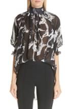 Women's Adam Lippes Horse Print Pebble Chiffon Blouse - Black
