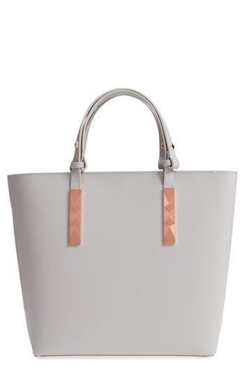 Ted Baker London Jaceyy Adjustable Handle Leather Shopper - Grey