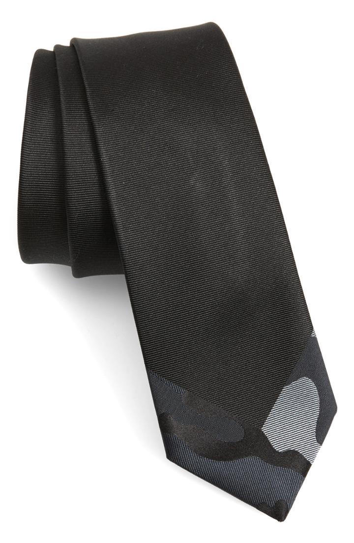 Men's Valentino Camo Tipped Silk Skinny Tie