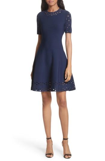 Women's Milly Pointelle Detail Knit Fit & Flare Dress