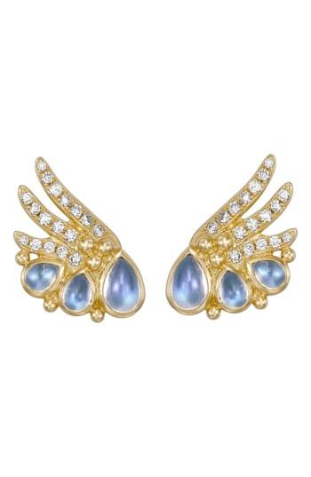 Women's Temple St. Clair Object Trouve Diamond Moonstone Earrings