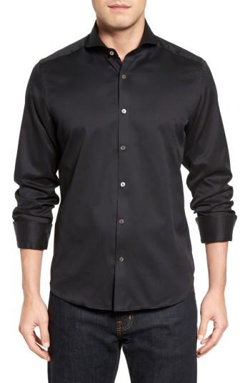 Men's Stone Rose Textured Sport Shirt (m) - Black