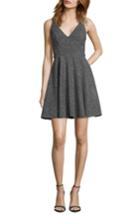 Women's Xscape Glitter V-neck Party Dress - Grey