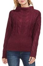 Women's Vince Camuto Cotton Blend Cable Knit Sweater - Red