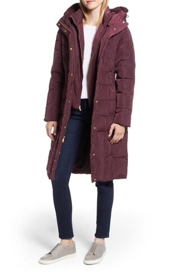 Women's Cole Haan Bib Insert Down & Feather Fill Coat - Burgundy