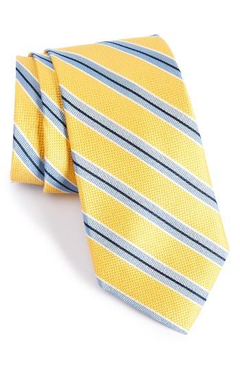 Men's Nordstrom Men's Shop Classic Stripe Silk Tie, Size - Yellow