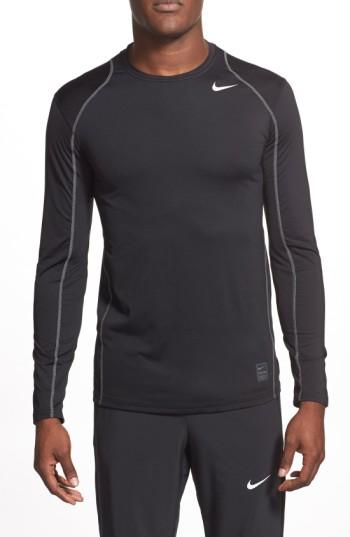 Men's Nike 'pro Coo' Fitted Long Sleeve Dri-fit T-shirt, Size - Black