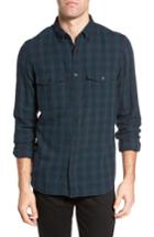 Men's French Connection Black Watch Double Check Sport Shirt, Size - Black