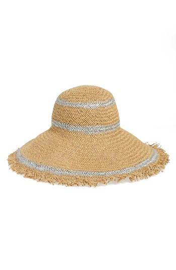 Women's Bp. Metallic Stripe Straw Hat - Beige
