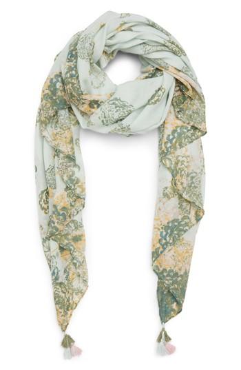 Women's Treasure & Bond Print Tassel Scarf, Size - Blue/green