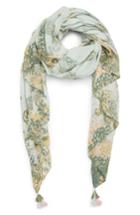 Women's Treasure & Bond Print Tassel Scarf, Size - Blue/green