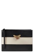 Gucci Bee Stripe Leather Pouch - Black
