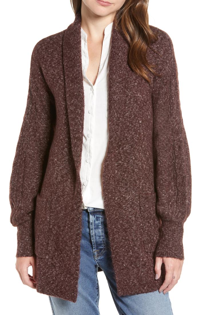 Women's Hinge Longline Cardigan, Size - Burgundy
