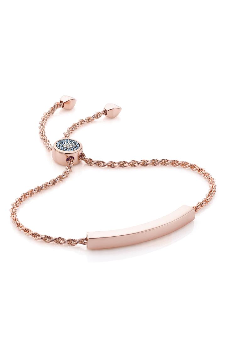 Women's Monica Vinader Engravable Linear Evil Eye Diamond Bracelet