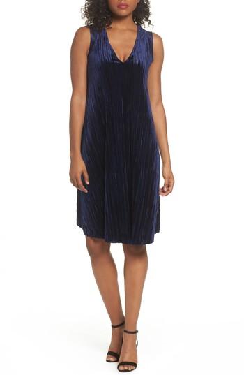 Women's Caara Velvet Shift Dress - Blue