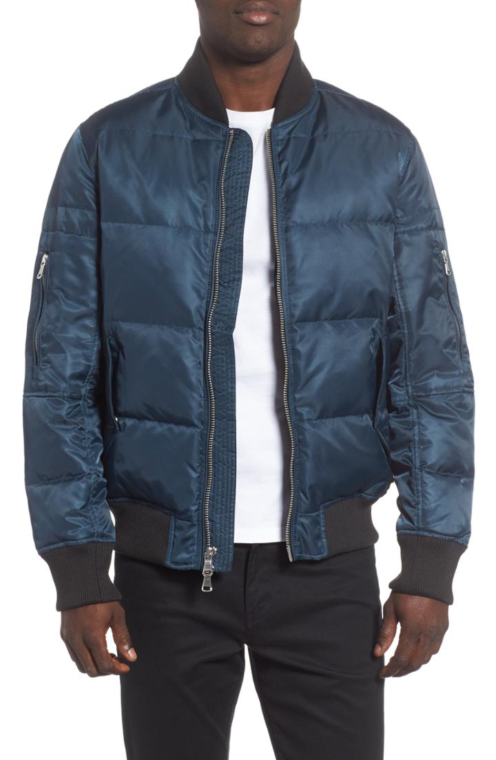 Men's The Very Warm Vandal Down & Feather Fill Quilted Bomber Jacket, Size - Blue