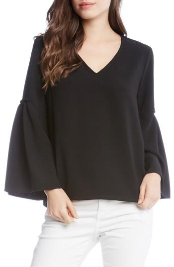 Women's Karen Kane Bell Sleeve Crepe Top - Black
