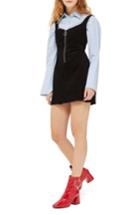 Women's Topshop Corduroy Pinafore Minidress Us (fits Like 0-2) - Black