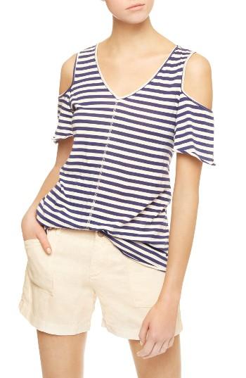 Women's Sanctuary Dahlia Stripe Cold Shoulder Tee - Blue