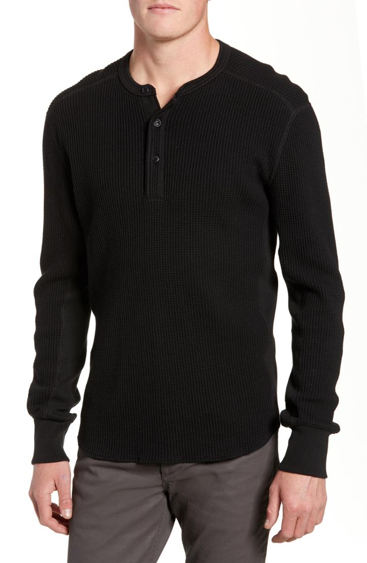 Men's Rag & Bone Waffle Knit Long Sleeve Henley - Black