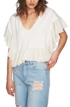 Women's 1.state Chiffon Ruffle Knit Top, Size - Ivory
