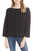 Women's Caslon Button Shoulder Boat Neck Sweater - Black