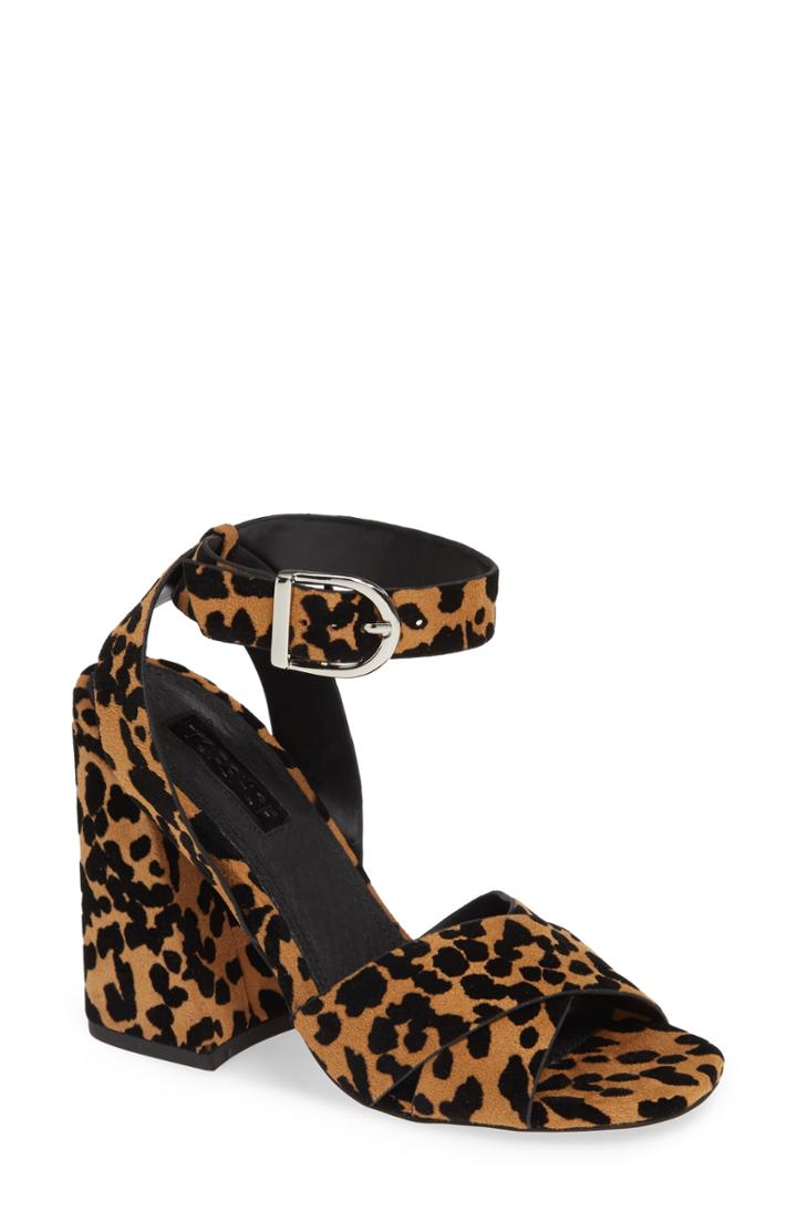 Women's Topshop Ronnie Flare Heel Sandal .5us / 36eu M - Brown