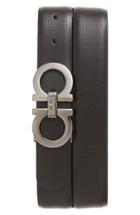 Men's Salvatore Ferragamo Double Gancio Leather Belt - Black
